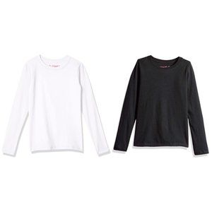 Hanes Kids Unisex Long Sleeve Tee 6 per package -White/Black